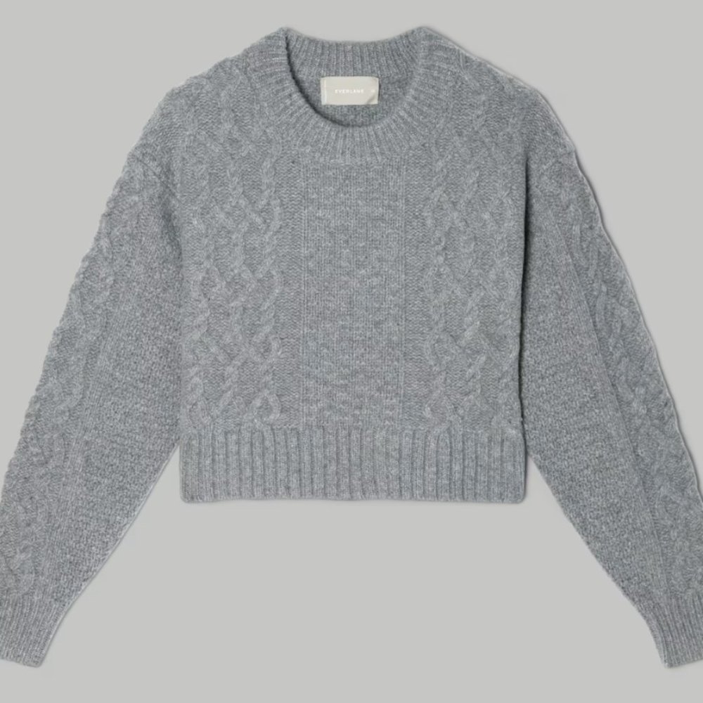 NWT Everlane Felted Merino Cropped Sweater - Grey XS